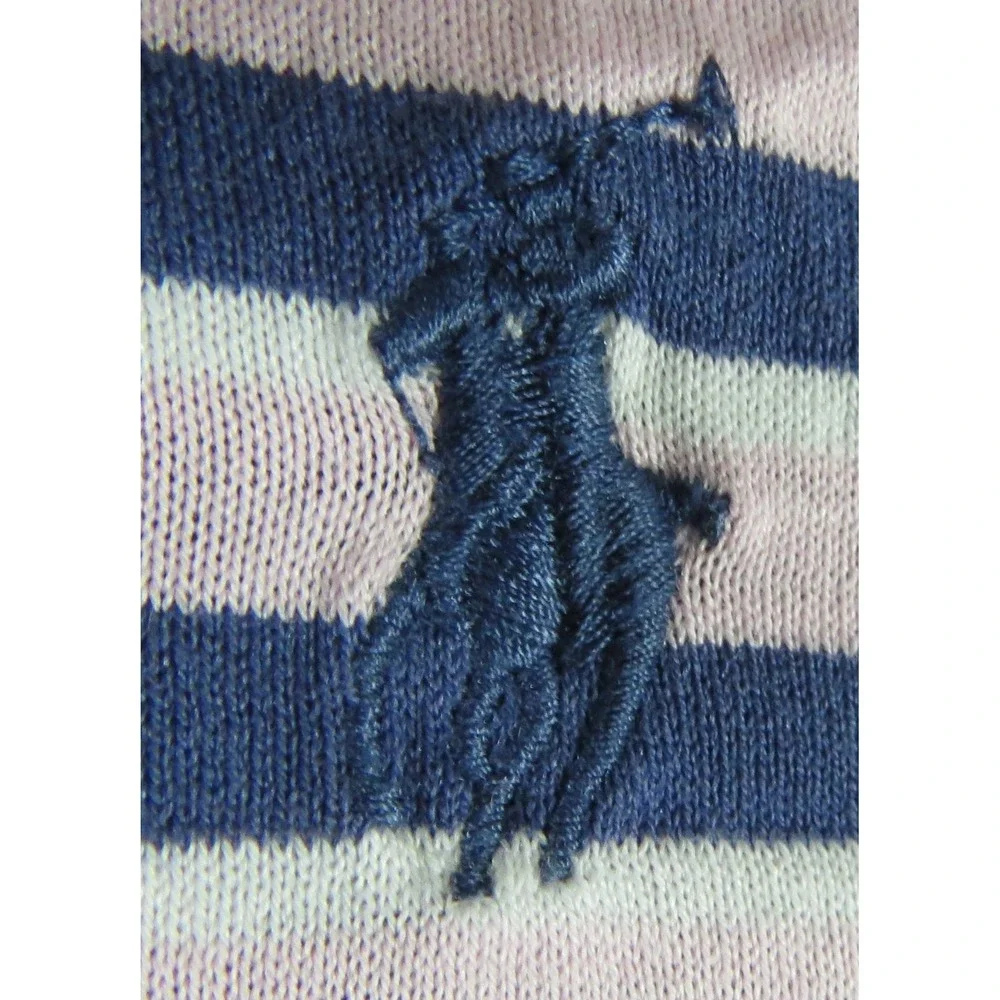Polo Golf Ralph Lauren Shirt Men XL Pima Cotton Striped Pink Navy Blue Short
